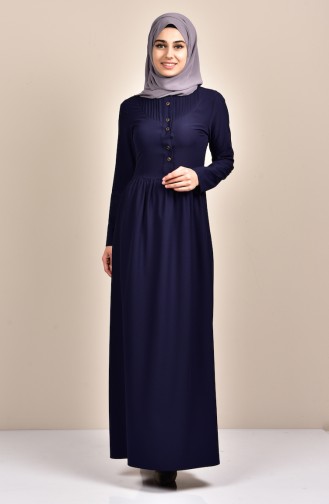 Navy Blue Hijab Dress 7160-01