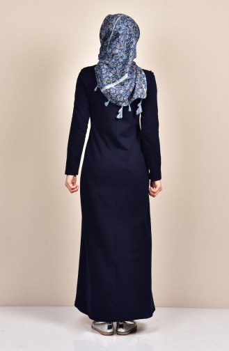 Navy Blue Hijab Dress 2868-07