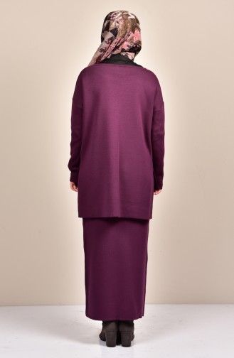 iLMEK Knitwear Blouse Skirt Double Suit 3854-04 Purple 3854-04