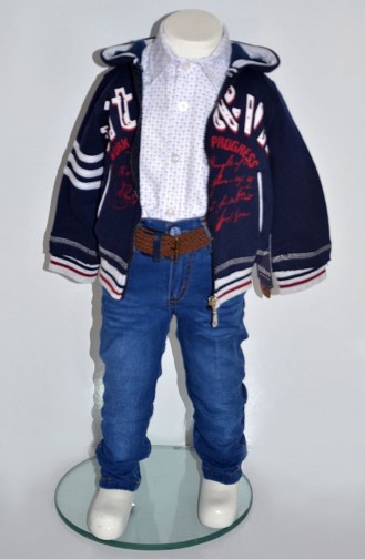 Boy`s 3 Piece Suit 2405-01 Navy Blue 2405-01