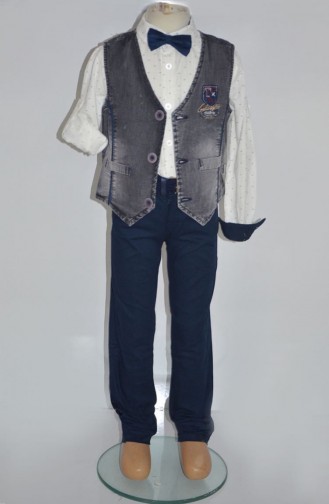 Boy`s Suit with Vest 2437-01 Navy Blue 2437-01