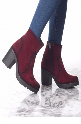 Vel Bordo Süet Püsküllü Bayan Bot 71105