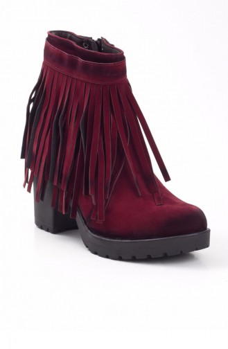Vel Bordo Süet Püsküllü Bayan Bot 71105