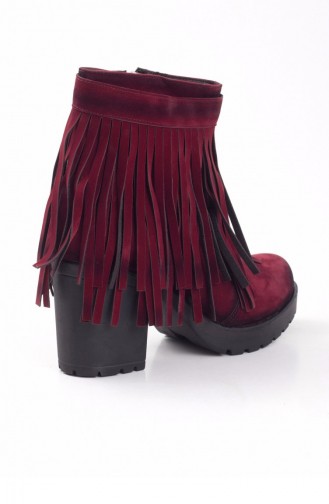 Vel Bordo Süet Püsküllü Bayan Bot 71105