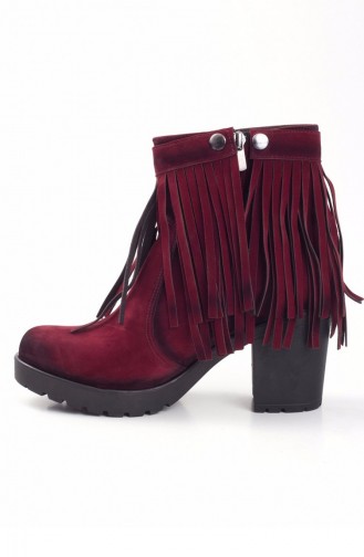 Vel Bordo Süet Püsküllü Bayan Bot 71105