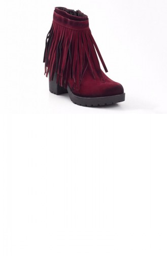 Vel Bordo Süet Püsküllü Bayan Bot 71105