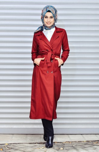 Claret red Trench Coats Models 1204-06