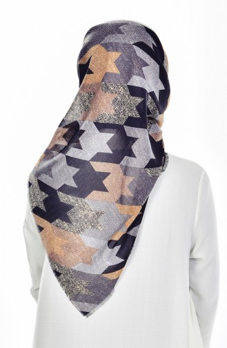 Patterned Cotton Scarf 50355-16 Smoked 16