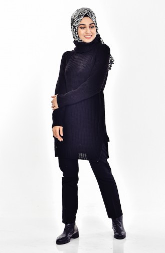Boğazlı Triko Kazak 2062-10 Siyah