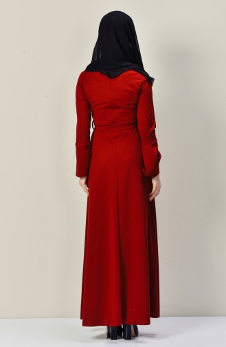 Claret Red Hijab Dress 4016-05