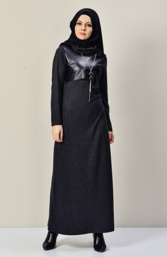 Smoke-Colored Hijab Dress 9211-06