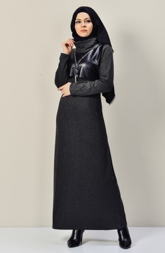 Khaki Hijab Dress 9211-04