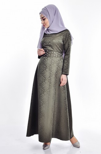 Khaki Hijab Dress 8092-04