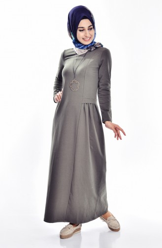 Khaki Hijab Kleider 2884-07