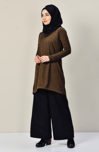 Asymetrisches Tunika mit Halskette 0107-06 Khaki 0107-06