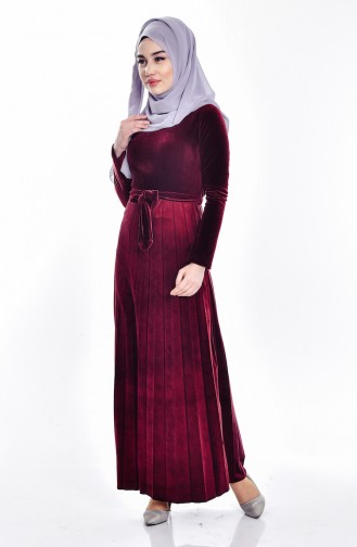 Dark Claret Red Hijab Dress 0194-02