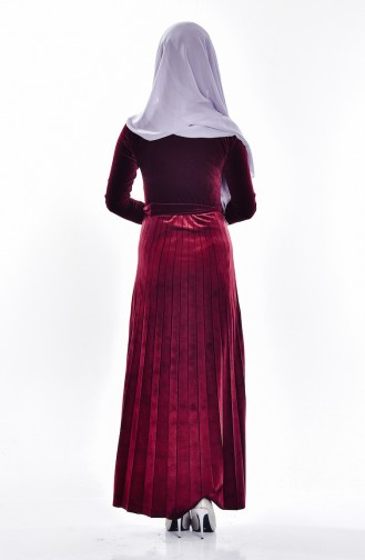 Dark Claret Red Hijab Dress 0194-02