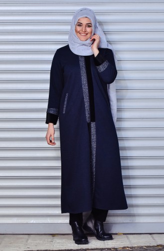 Abaya a Fourrure Grande Taille 1000230-01 Bleu Marine 1000230-01