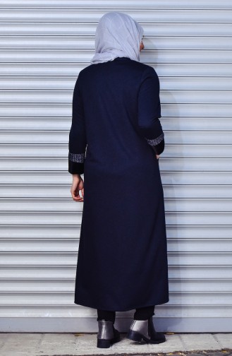 Abaya a Fourrure Grande Taille 1000230-01 Bleu Marine 1000230-01