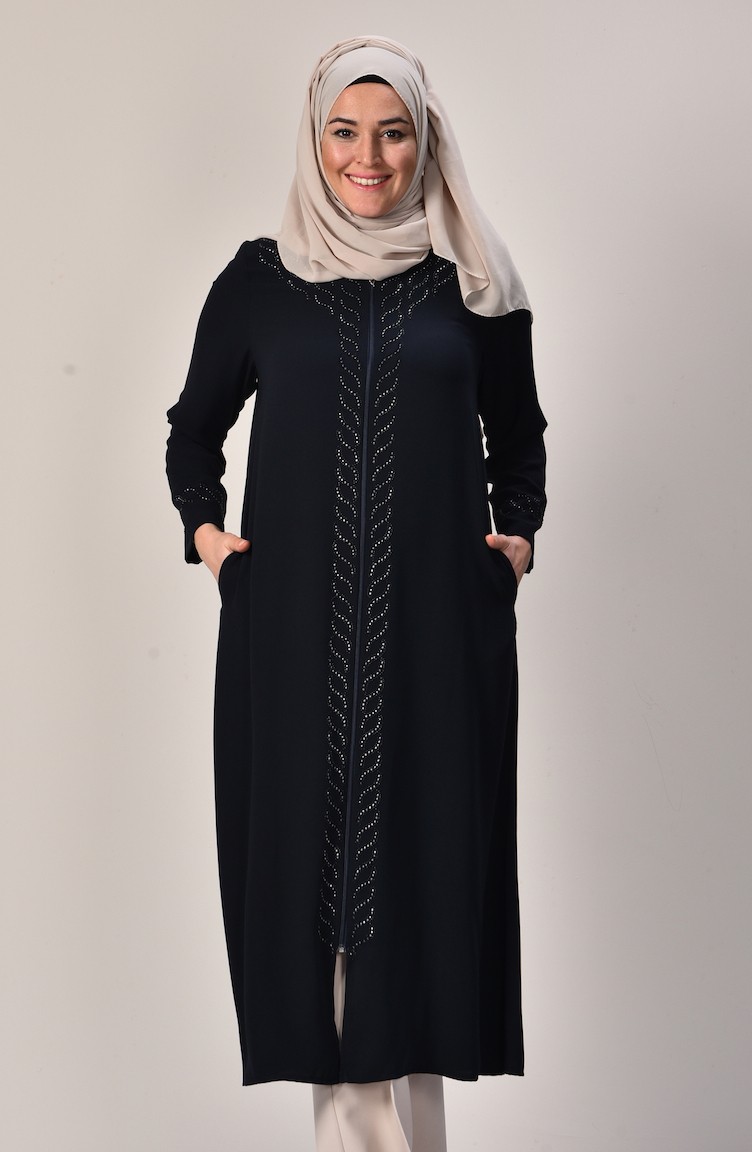 Buyuk Beden Tasli Fermuarli Kap 6000120 01 Lacivert Sefamerve