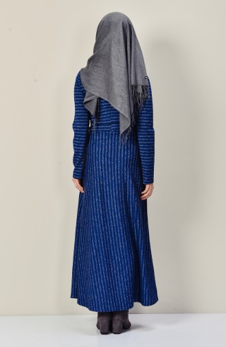 Navy Blue Hijab Dress 6583-01