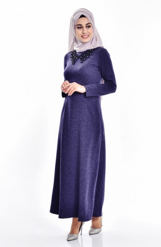 Navy Blue Hijab Dress 2883-01