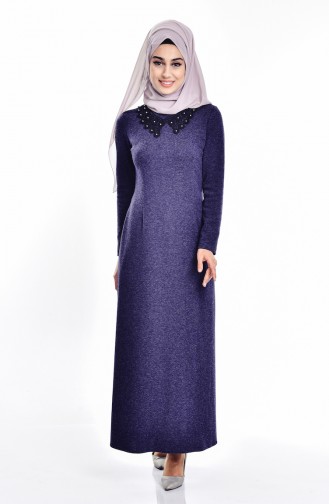 Navy Blue Hijab Dress 2883-01