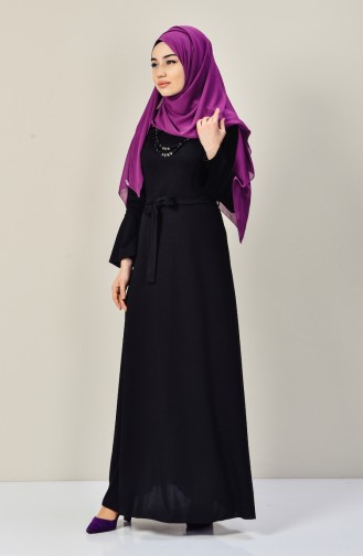 Black Hijab Dress 4016-09