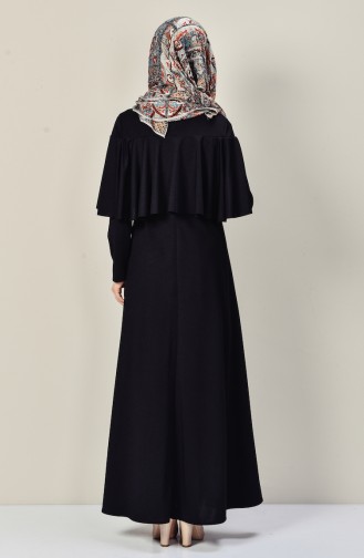 Pelerin Detaylı Elbise 4017-01 Siyah