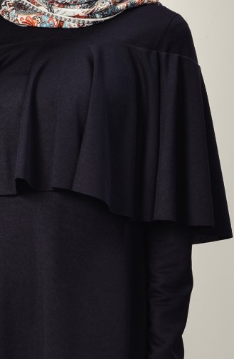 Pelerin Detaylı Elbise 4017-01 Siyah
