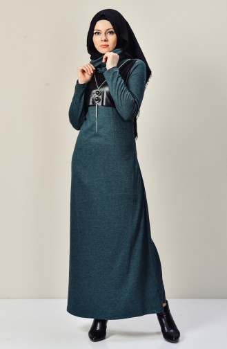 Emerald Green Hijab Dress 9211-05