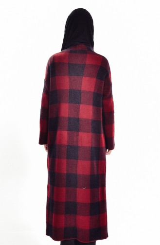 Gemusterte Jacke mit Fledermausärmeln 17613-01 Weinrot Schwarz 17613-01