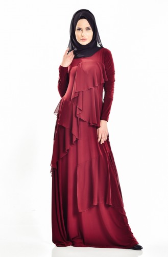 Claret Red Hijab Dress 1026-02