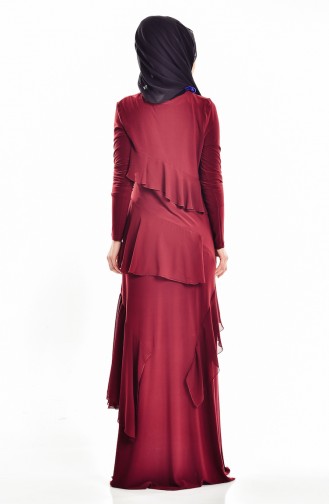 Claret Red Hijab Dress 1026-02