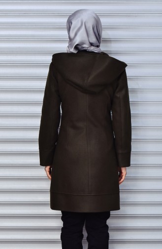 معطف تصميم موصول بقبعة بتفاصيل من الجلد 7005-06