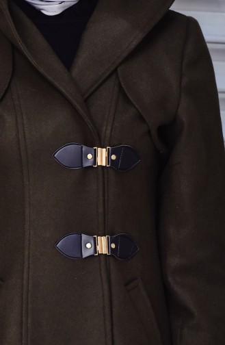 معطف تصميم موصول بقبعة بتفاصيل من الجلد 7005-06