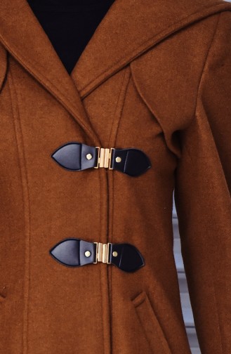 معطف  تصميم موصول بقبعة بتفاصيل من الجلد  7005-05