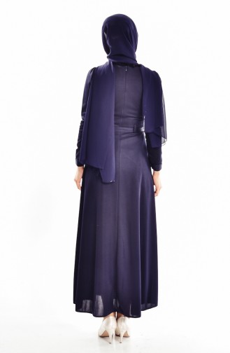 Navy Blue Hijab Dress 1162-05