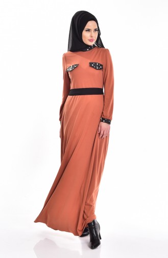 Kleid mit Perlen  1004-02 Orange  1004-02