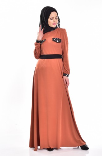 Kleid mit Perlen  1004-02 Orange  1004-02