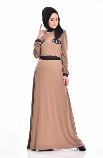 Kleid mit Perlen  1004-01 Nerz 1004-01