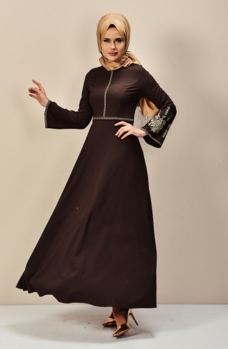 Brown Hijab Dress 0586-03