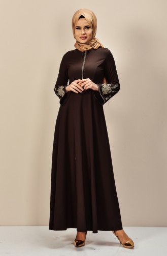 Brown Hijab Dress 0586-03