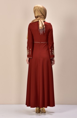 Brick Red Hijab Dress 0586-04
