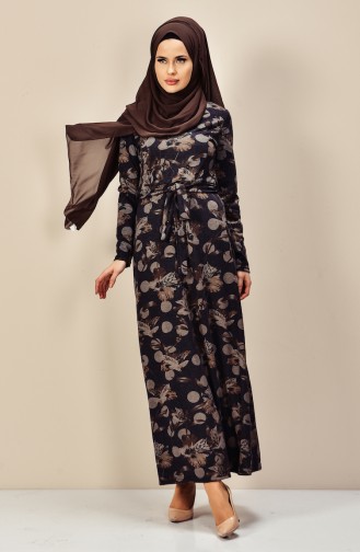 Navy Blue Hijab Dress 4088-04