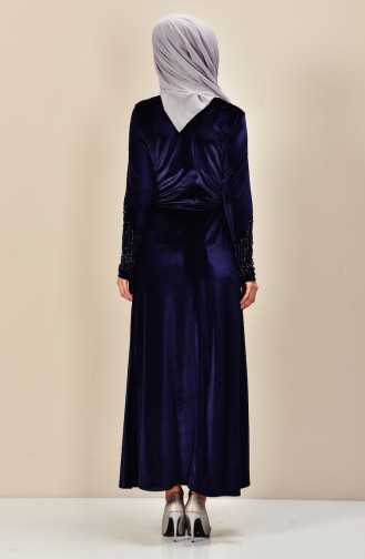 Navy Blue Hijab Dress 3823-01