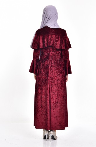 Claret Red Hijab Dress 8077-03