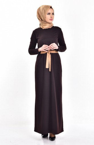 Brown Hijab Dress 5728-07