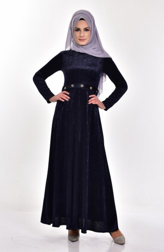 Dunkelblau Hijab Kleider 4426-06