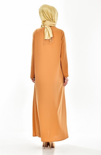 Abaya a Fermeture 0052-11 Moutarde Clair 0052-11